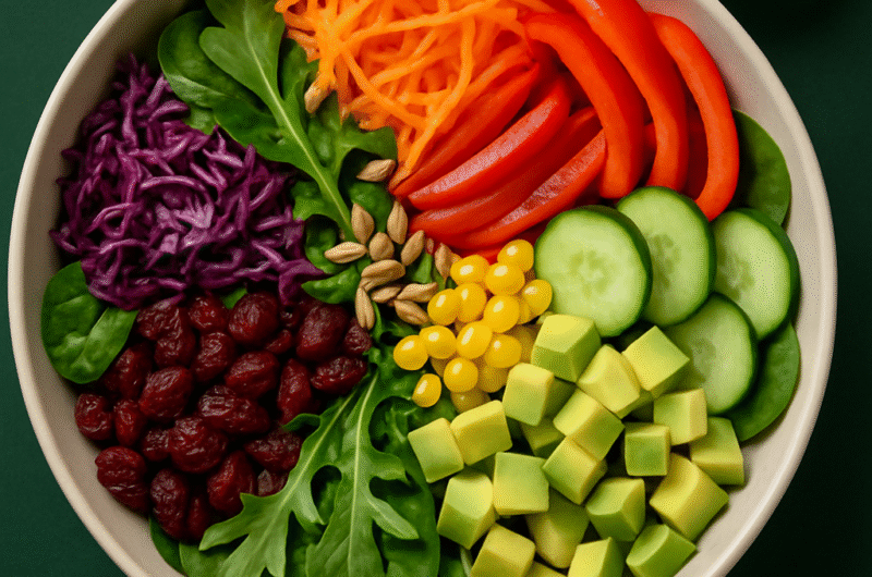 Ensalada de Arcoíris con Vinagreta de Miel y Mostaza